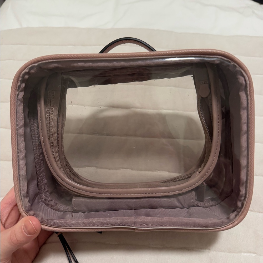 Calpak Clear Travel Bag with Tan Accents